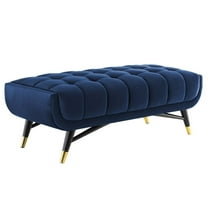Modway Adept 47.5" Performance Velvet Bench in Midnight Blue