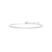 Lesa Michele New York Cubic Zirconia Tennis Bracelet with Expandable Slider Box Chain in Sterling Silver