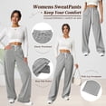 thumbnail image 4 of TEMOFON Sweatpants for Women Wide Leg Pants Fall Sweatpants with Pockets Elastic Waistband Comfy Pants Women Winter Lounge Pants Light Grey L, 4 of 11