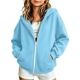 thumbnail image 3 of NAISIBABY Girls Warm Hoodies,Solid Hooded Pullover Long-Sleeve Zip-Front Sweatshirt with Front Pockets Blue Size 11, 3 of 10