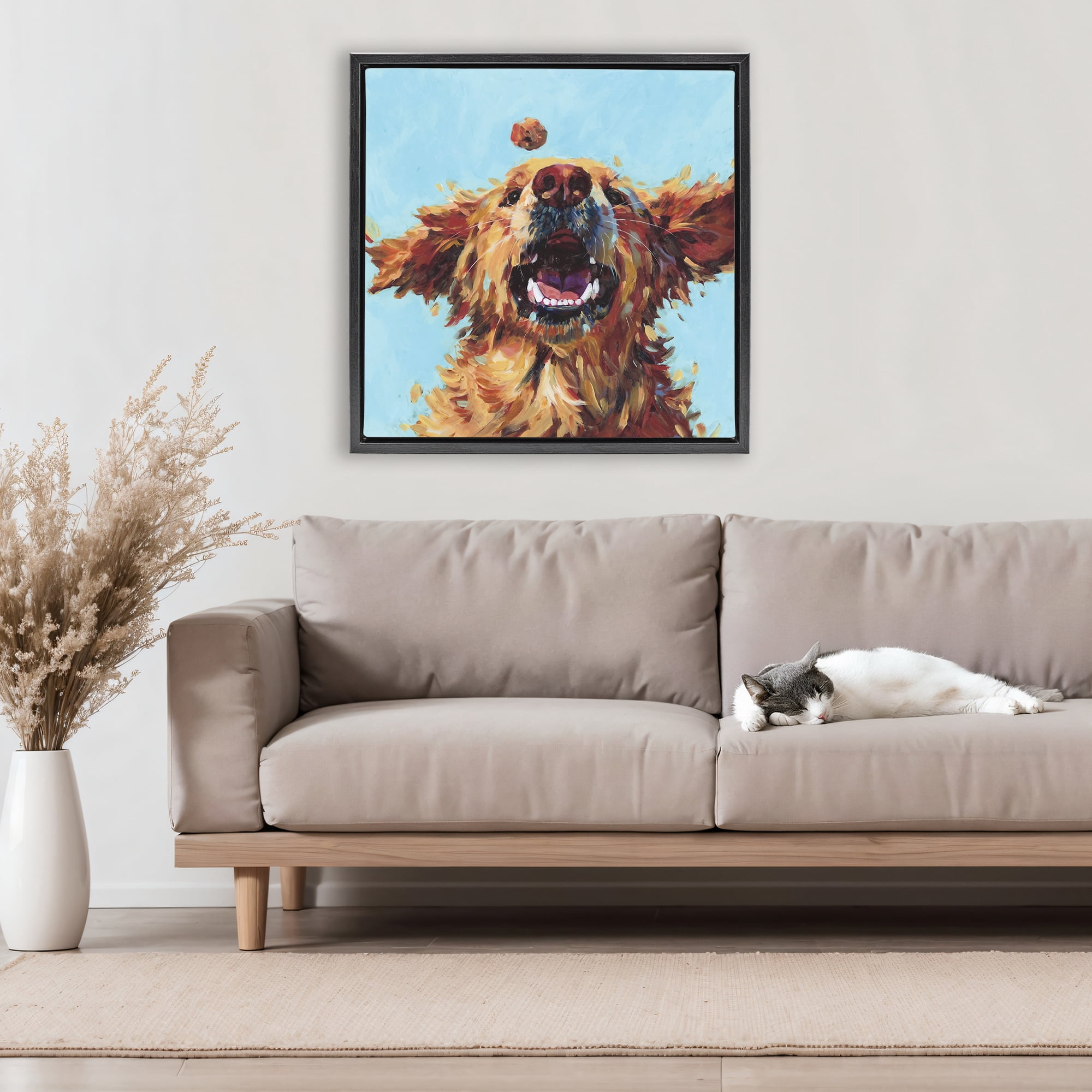 Stupell Industries Treato Loyal Dog Black Framed Floater Canvas Wall Art, design by Studio Bautista