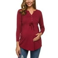 thumbnail image 5 of KIHOUT Maternity Blouse V-Neck Long Sleeve Bandage Solid Color Breast-Feeding Pregnant Nursing Tops, 5 of 9
