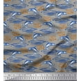 thumbnail image 1 of Soimoi Blue Georgette Viscose Fabric Text & Fish Ocean Print Fabric by the Yard 42 Inch Wide, 1 of 1