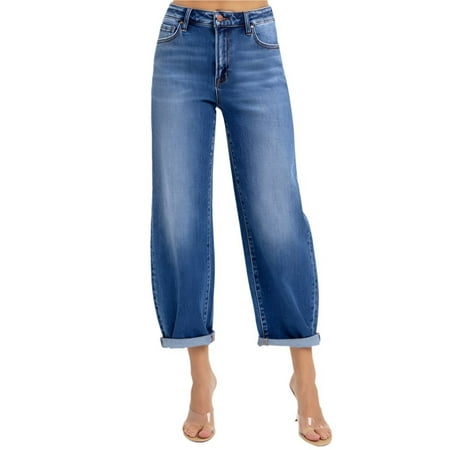 Risen Jeans - High Rise Crop Barrel Jeans - PGA21024