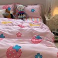 CHNGYJC Soft and Cozy Lovely Pink Strawberry Flower Bedding Set for