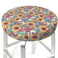 thumbnail image 3 of Easygdp colorful Skull sunflower Print Easy To Install Bar Stool Covers&Stool Covers Round&Elastic Stool Cover, Barstool Covers,Washable&Bottom With Elastic Edge-13 inch, 3 of 7