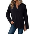 thumbnail image 2 of Womens V Neck Blouses Spring Tops Long Sleeve Shirts Dressy Casual Summer Vacation Going Out Clothing, 2 of 9