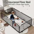 thumbnail image 5 of Twin Size Metal Floor Bed Frame with Fence and Door, Montessori Bedframe, No Box Spring Needed, Easy to Install, Black, 5 of 9