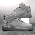 thumbnail image 2 of Men's Fashion Trend Solid Color Spliced Versatile Comfortable Breathable Minimalist Flat Shoes, Outdoor High-Top Soft-Sole Casual Sneakers,  Couple Shoes, 2 of 8