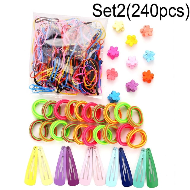 TopLLC Jewelry Sets NEW lovely Girl Elastic Rope Hair Ties Ponytail Hair Clips Hairband Set Dangle Earring