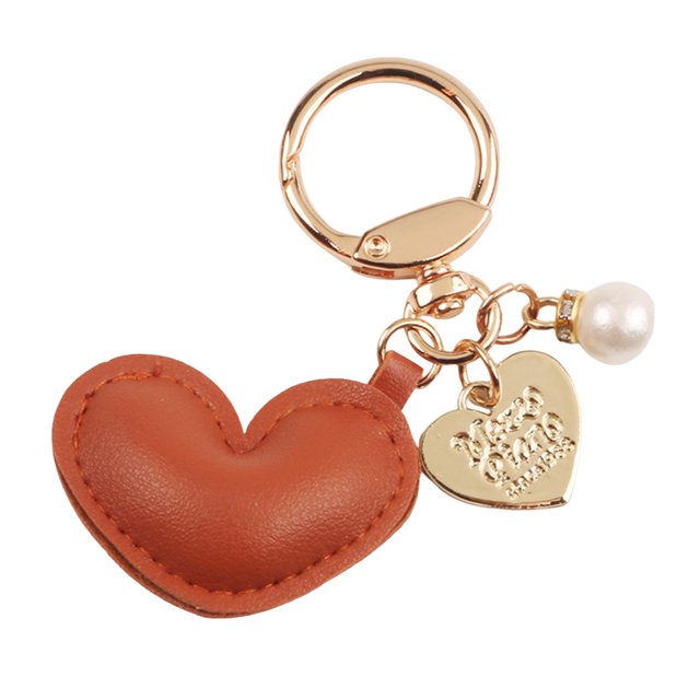 Kkkded Key Chain Pearl - Decorated Key Chain - Faux Leather, Heart Pendant, for Backpacks