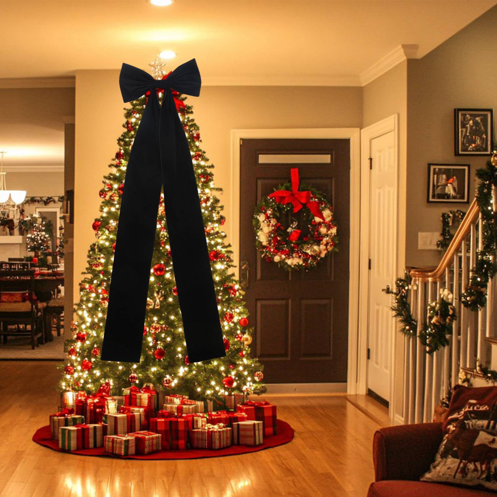 Christmas Tree Topper Bow - 20 x 70" Extra Large Velvet Bows with Long Streamers for Xmas Tree, Wreath, Wall, Holiday Home Decor, Wedding & Party Supplies