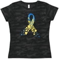 thumbnail image 3 of Inktastic Down Syndrome Awareness Blue and Yellow Hearts Ribbon Women's T-Shirt, 3 of 5