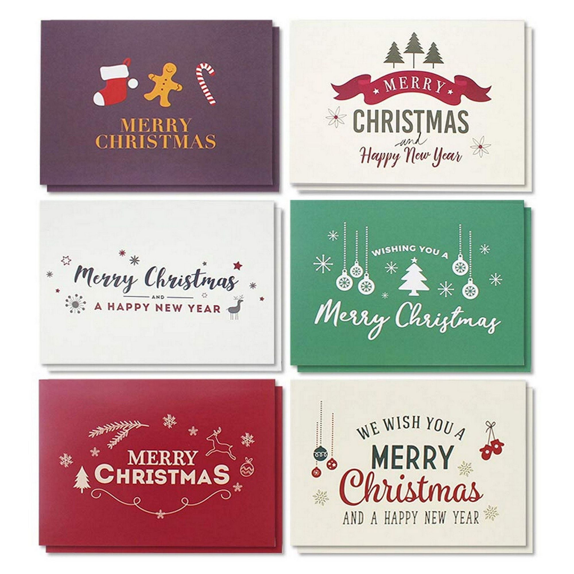 48 Pack Merry Christmas Greeting Cards Bulk Box Set Winter Holiday Xmas Greeting Cards With Retro Modern Designs Envelopes Included 4 X 6 Inches Walmart Com Walmart Com