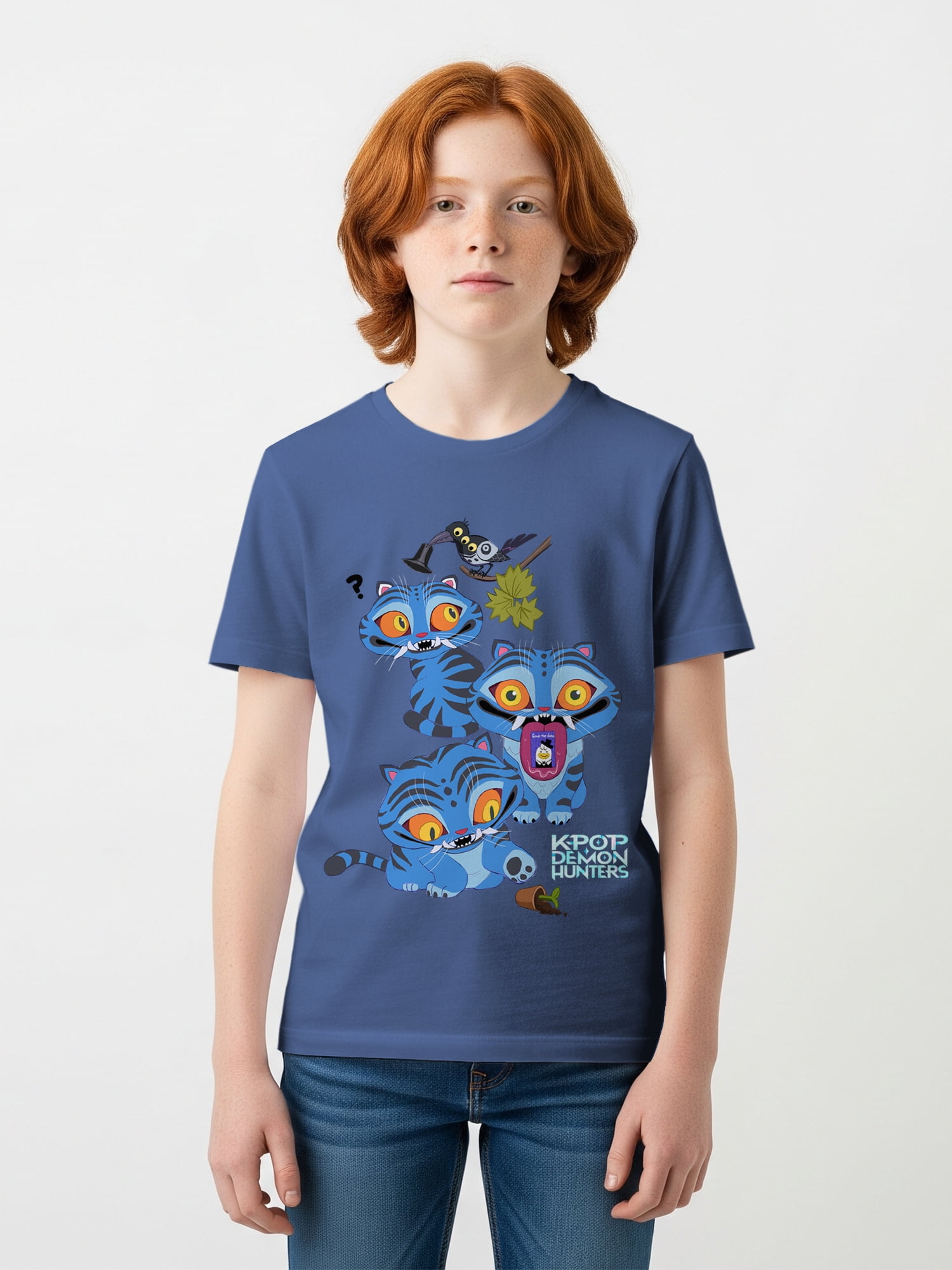 K-Pop Demon Hunters Boys' Graphic 2-Piece Set T-Shirts, Light Blue and Cool Peri, Sizes 4-18