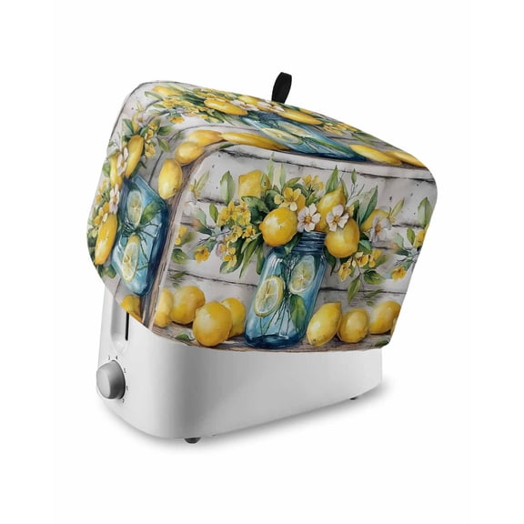 Fsddascl Lemon Summer Botanical Toaster Cover 4 Slice, Large Kitchen Appliance Covers, Tropical Watercolor Toaster Oven Cover with Loop, Bread Machine Cover Polyester Dust Cover Protection