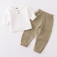thumbnail image 2 of XQYLOS Toddler Boys Linen Outfit Toddler Boys Cotton Linen Button Down Shirt Tops Pants Outfit 2PCS Cute Soft Breathable Beachwear 4T Summer Outfits For Boys, 2 of 2
