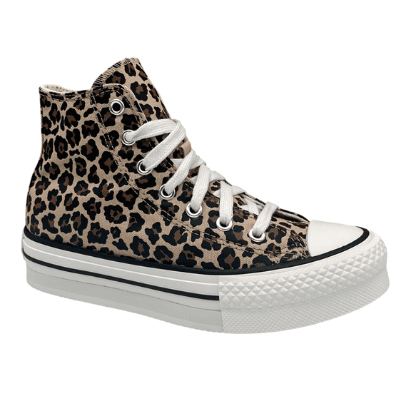 Converse Chuck Taylor Lift Youth Girls High-Top Sneakers Size 3 Vintage Leopard
