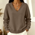 thumbnail image 3 of cocolona Womens V Neck Oversized Sweatshirts Long Sleeve Casual Loose Solid Color Fall Tops, 3 of 5