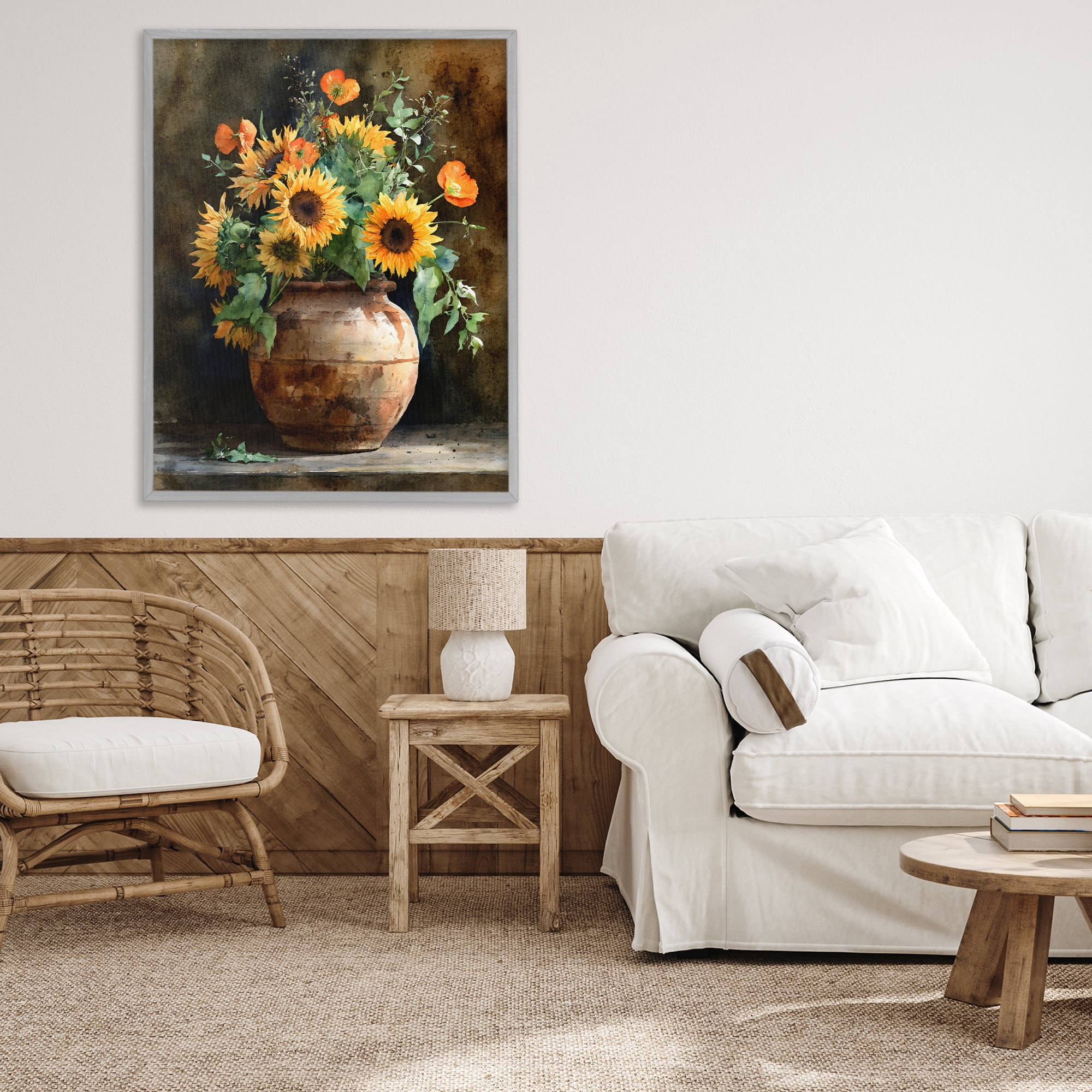 Stupell Industries Rustic Sunflower Display Gray Framed Giclee Art, design by Franklyn Gregory