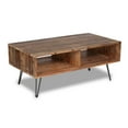 thumbnail image 3 of 42 Inch Modern Cocktail Coffee Table with Open Compartments, Brown Wood Top, Saltoro Sherpi, 3 of 5