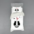 thumbnail image 1 of Ambesonne Love Bedding Set 3 Pcs, Cats in Love Heart Tail, Twin XL, Red Black White, 1 of 3