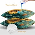 thumbnail image 4 of Throw Pillow Covers 24x24 Inch Set of 2, Sunflower Butterfly Waterproof Outdoor Pillow Covers, Retro Green Yellow Pastoral Floral Decorative Cushion Pillowcases for Couch, Sofa, Bed, Garden, Patio, 4 of 9