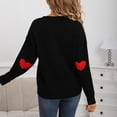 thumbnail image 7 of Women Valentines Day Sweater Crew Neck Cute Heart Sweaters Long Sleeve Casual Ribbed Knit Pullover Top Black, M, 7 of 7