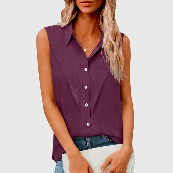 Mifsaly Womens Sleeveless Tops Plus Size Button Up Linen Shirts Lightweight Breathable Beach Vacation Top Summer Dressy Casual Work Blouses XXL