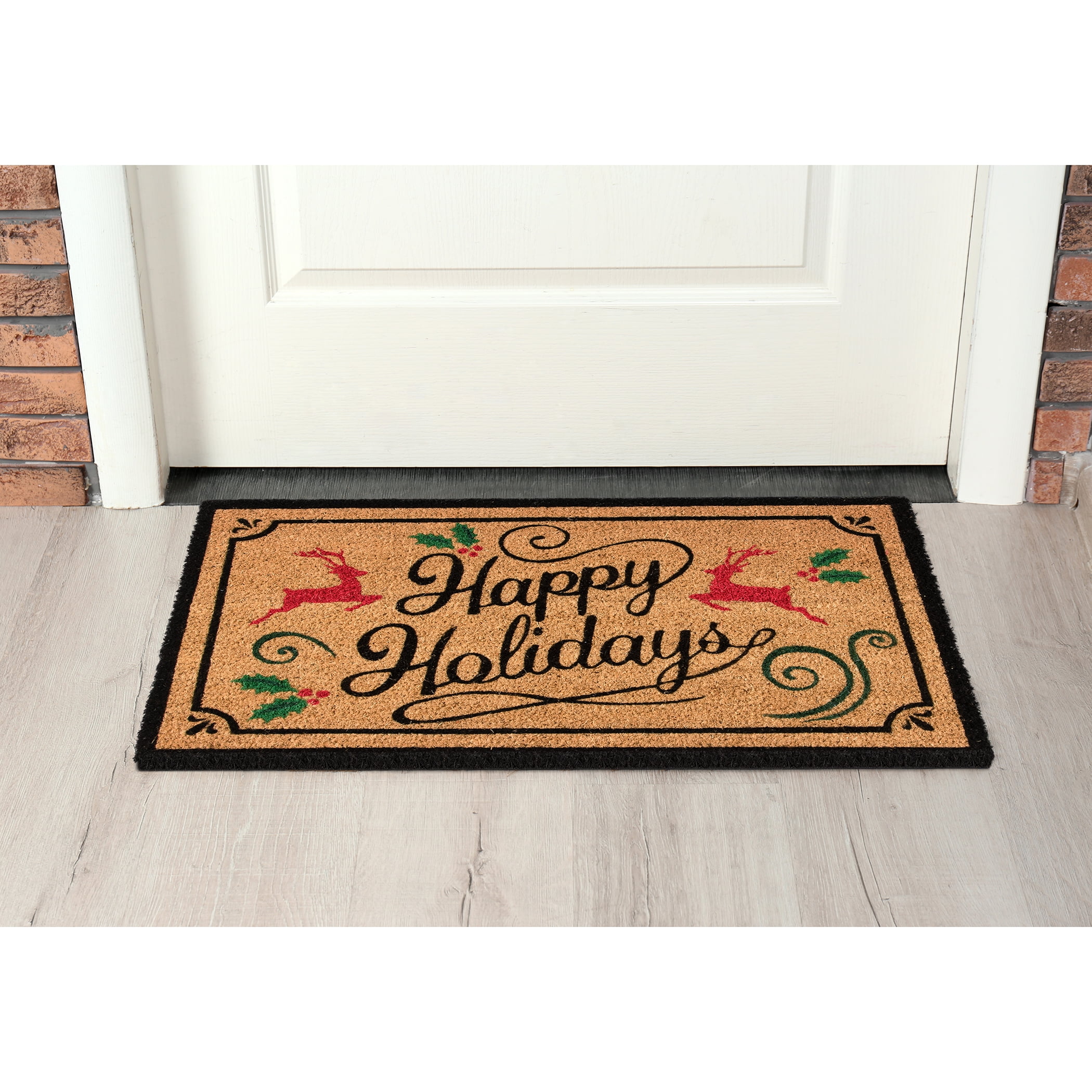 Kovot Holiday's Interchangeable Doormat, Includes 5 Interchanging Welcome Mats Made from Natural Coir & 1 Rubber Tray - 30 inch x 18 inch