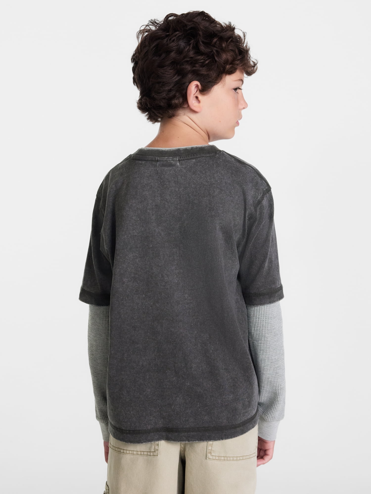 Weekend Academy Boys Layered Look Graphic Tee with Long Sleeves, Sizes 4-18