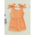 thumbnail image 3 of Jxzom Toddler Baby Girl Sleeveless Jumpsuit Solid Ribbed Knitted Tank Romper Shorts Overalls 6M 12M 18M 2T 3T 4T One-Piece Summer Clothes, 3 of 8