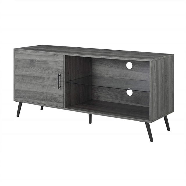 52" Mid Century Modern Wood TV Stand - Slate Gray