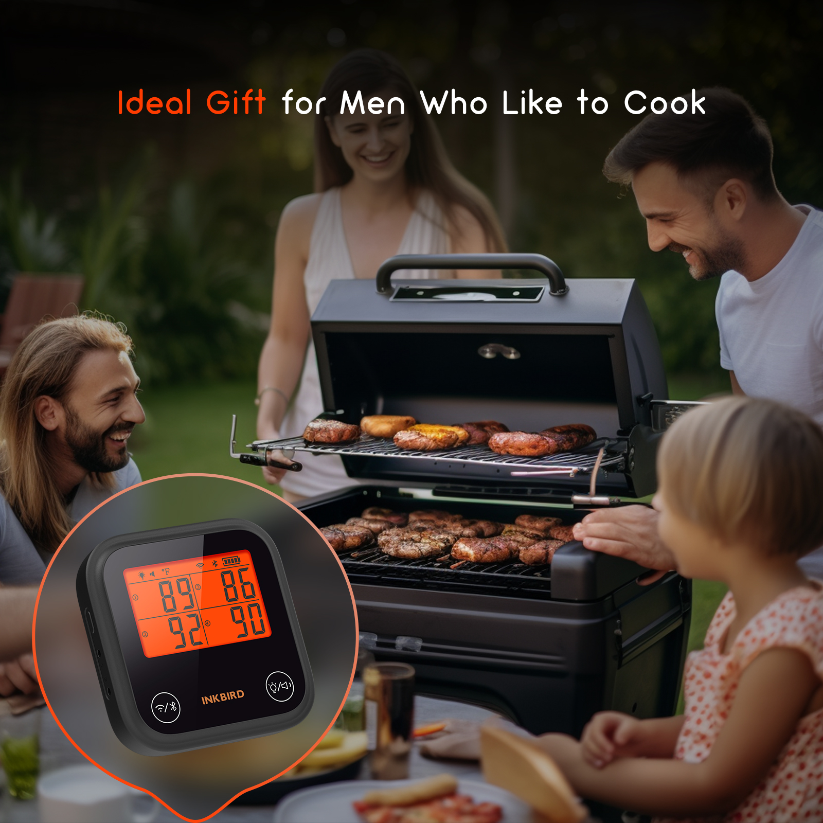 Inkbird WiFi&Bluetooth Meat Thermometer,4 Colored Probes Wireless BBQ GrillingThermometers for Barbecue ,Smoker,Oven | APP Calibration Temp Graph | Mobile Notification Timer Alarm