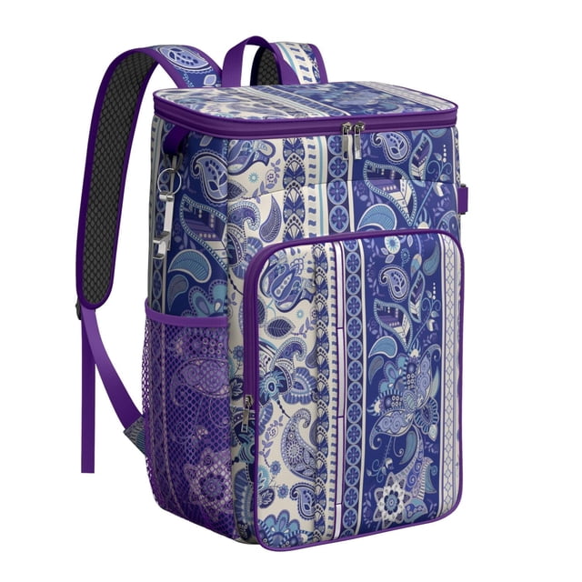 Colorful Floral Paisley Insulated Backpack Cooler, High-Performance Insulation, Leak-Proof & Waterproof, Perfect for Summer Trips, Camping, and Outdoor Fun