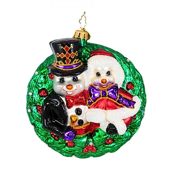 Christopher Radko Company 5.00In Holy Rendezvous, Glass, Ornament Snowman Couple Wreath 1019955