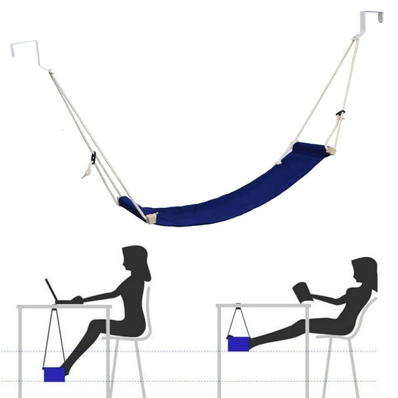 Raindrops foldable footrest for under desk Hammock Dark Blue 1Set for Office Use