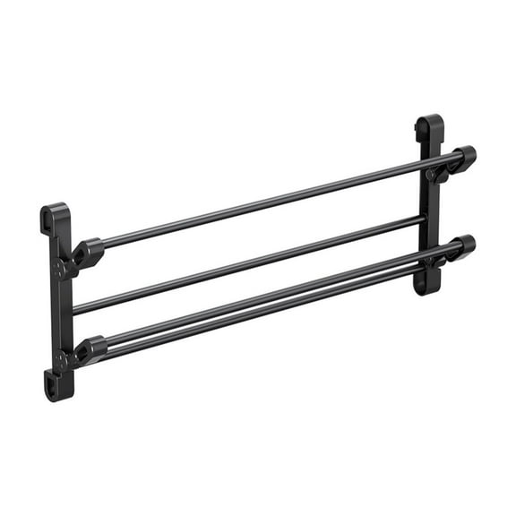 Coollooc Wall Mounted Shoe Rack 2 Layer, Hanging Shoe Rack, Bathroom Non Perforated Slipper Rack, for RV, Bathroom, Entrance Organization and Storage, Tilt Angle for Space Saving, Black