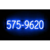 SpellBrite 7 DIGIT PHONE NUMBER LED Sign for Business. 28.3" x 6.3" Blue 7 DIGIT PHONE NUMBER Sign Has Neon Sign Look With Energy Efficient LED Light Source. Visible from 500  Feet, 8 Animations.