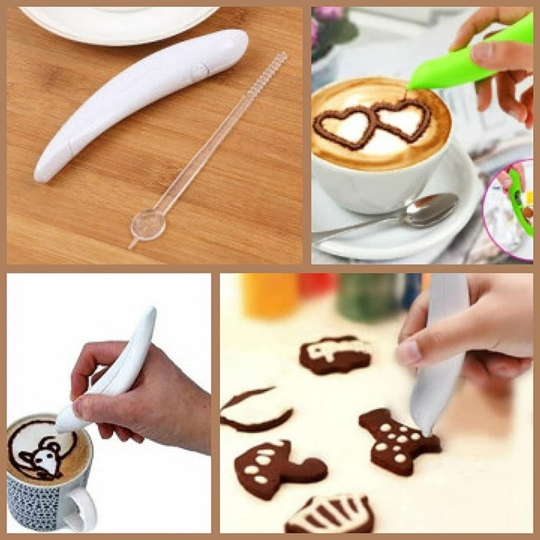 TuTuYa Latte Art Pen, White Spice Pen Electric Coffee Pen for Latte & Food  DIY, Works with Cinnamon, Salt, White sugar, Fine Coffee Grinds, Powered by