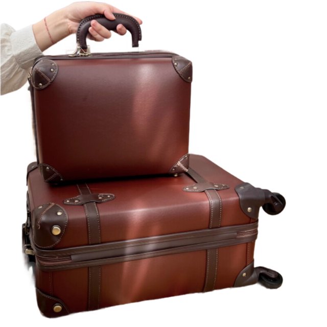 Maleta con ruedas pequeña para equipaje de mano de cuero ligero retro con 360 ° Maleta de viaje con diseño de moda con ruedas giratorias y cerradura TSA