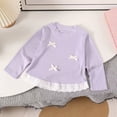 thumbnail image 4 of Emitonse Toddler Girls Long Sleeve T Shirt Girls' Cute Casual Bow Knotted Lace Edge Cardigan Top For Babies Long Sleeved Purple,Size 5-6 Years, 4 of 7
