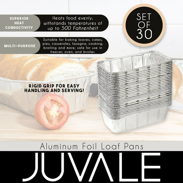 Disposable Loaf Pan 30-Piece 2-LB Cooking Tins, Rectangular