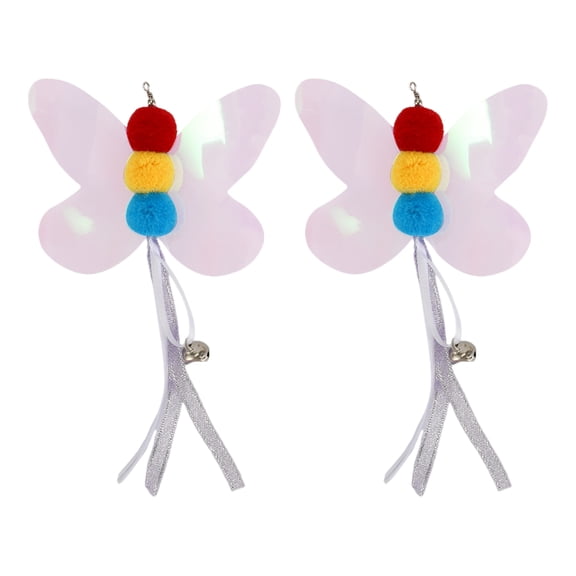 2pcs Cat Wand Replacement for Pet Interactive Cat Wand Refill Attachments for Cats Butterfly