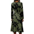 thumbnail image 4 of Long Sleeve Midi Dresses for Women V Neck Long Sleeve a Line Dresses Long Loose Casual Floral Dresses, 4 of 5