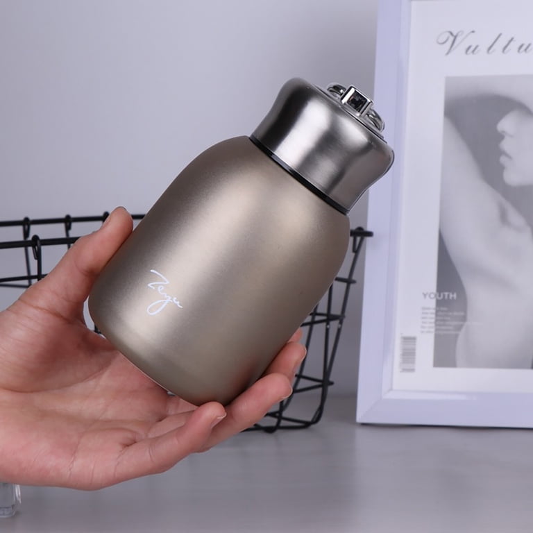Leyeet Mini Thermal Mug, 11oz/320ML Mini Thermos Mug Leak Proof Vacuum Flasks Travel Thermos Cup Portable Stainless Steel Drink Water Bottle for Indoor and Outdoor (Gold)