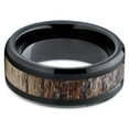 thumbnail image 2 of 10mm Deer Antler Wedding Band - Deer Antler Ring - Tungsten Ring - Band (13), 2 of 4