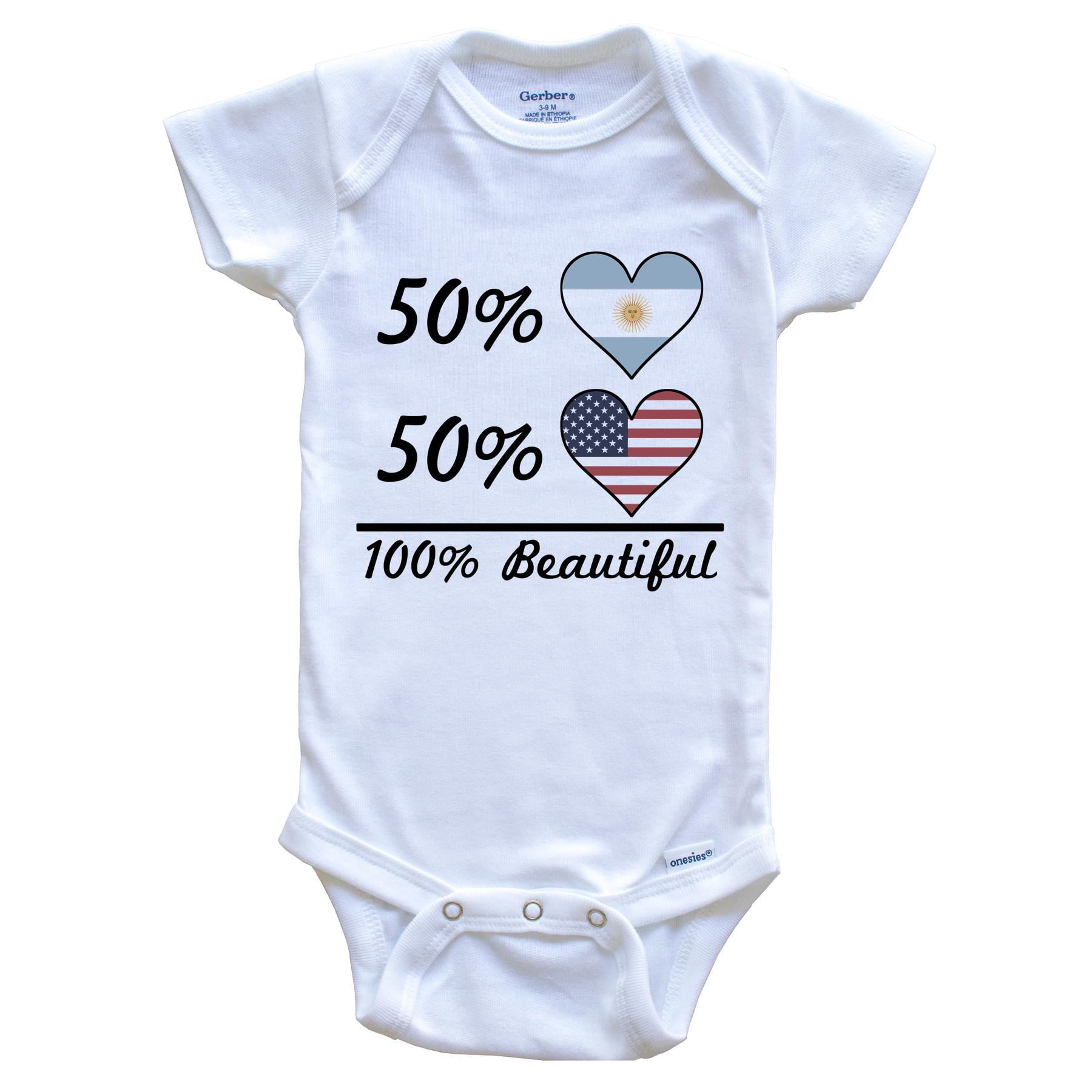 50% Argentinian 50% American 100% Awesome Argentina Flag Funny Baby Onesie