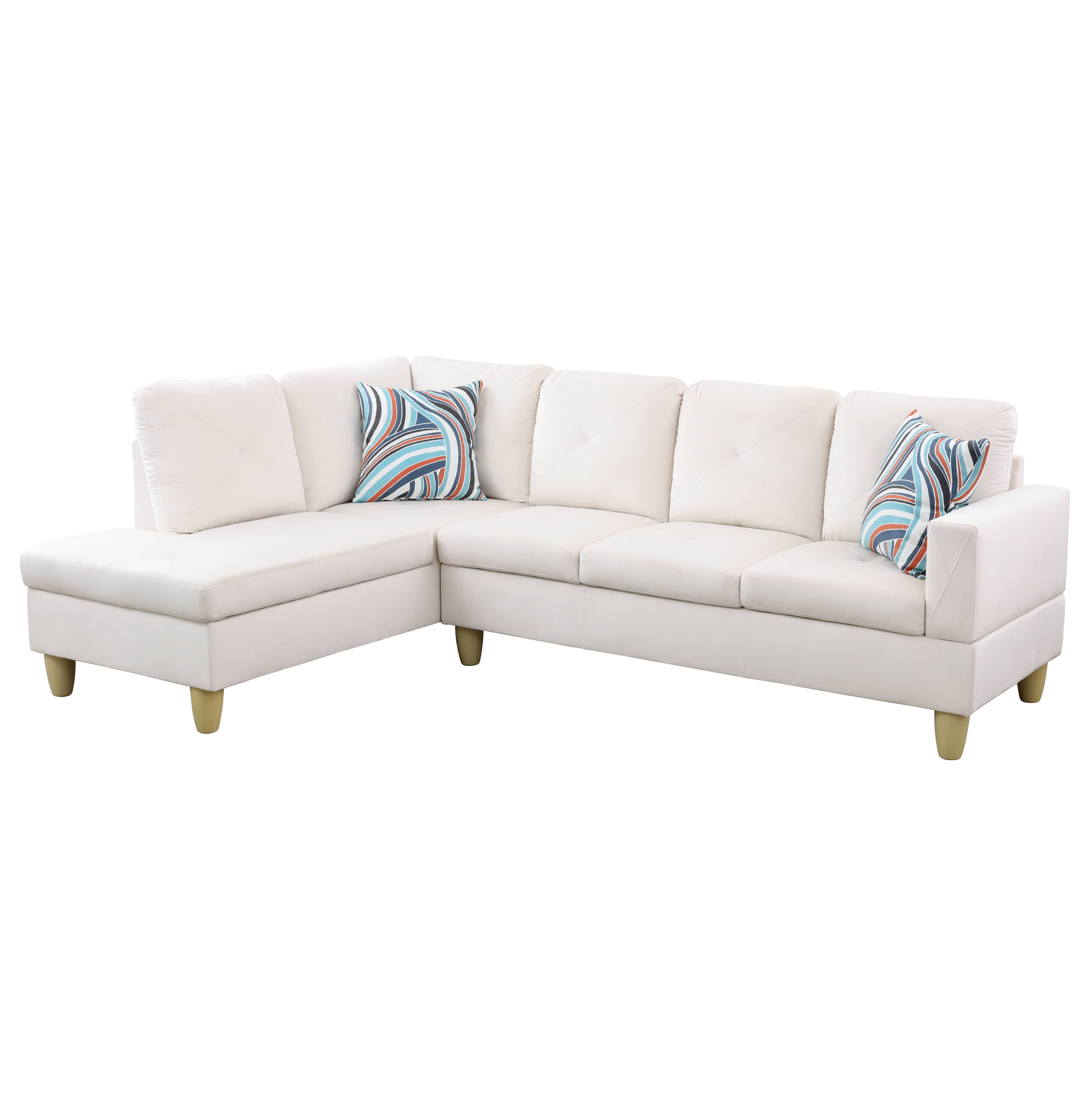 MAYEERTY 66.5" White Microfiber 3-Piece Living Room Sofa Set
