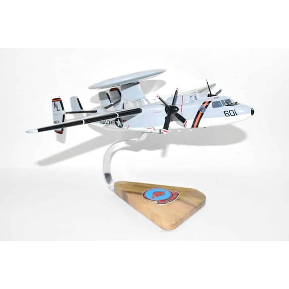 VAW-114 Hormel Hawgs E-2C model, Navy, 1/54 (18" Wingspan), Mahogany